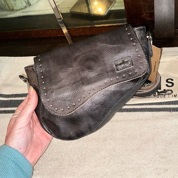 Bed Stu Distressed Black Leather Crossbody Bag - Picture 9 of 15